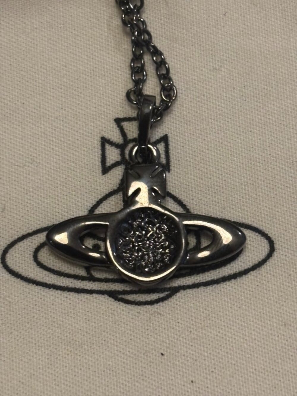 Vivienne Westwood Mini Bas Relief gunmetal pendant necklace